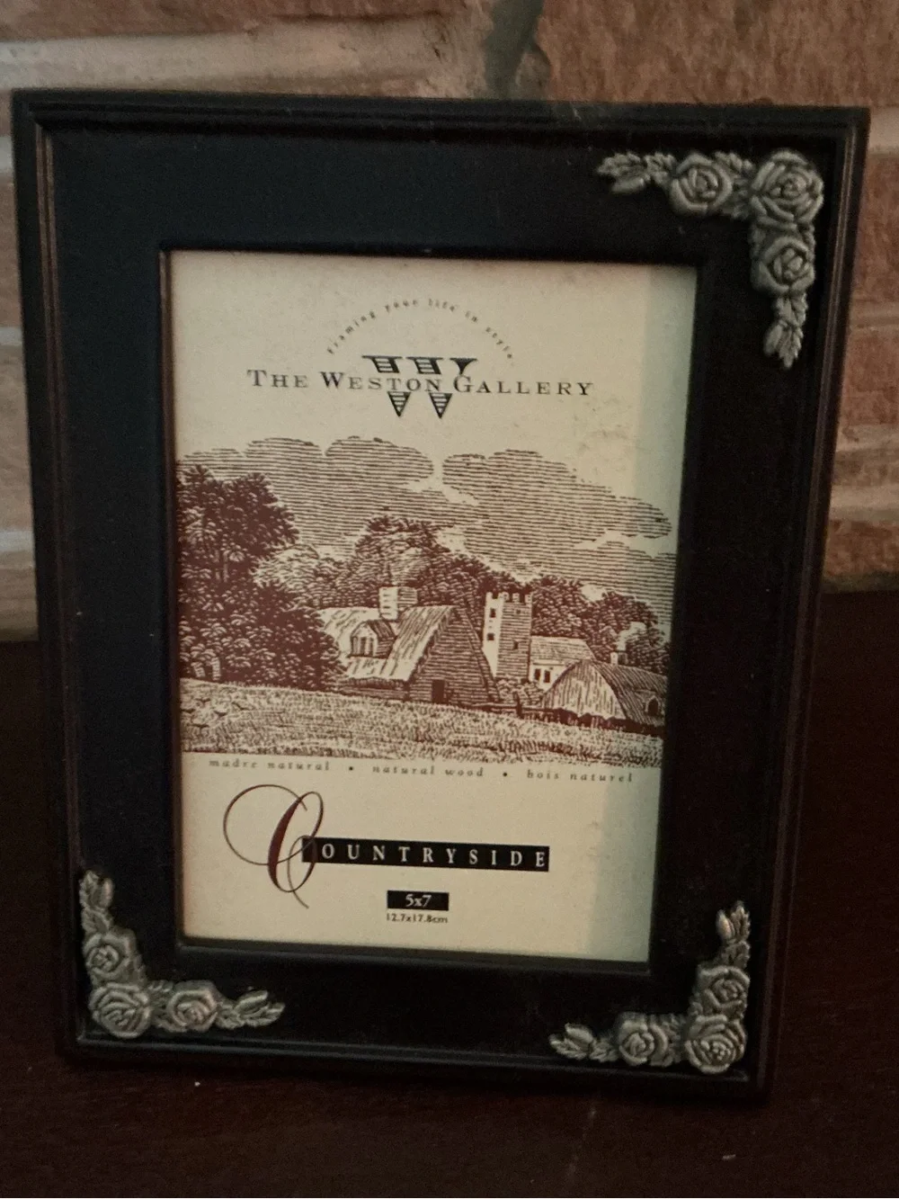 Black Picture Frame with Silver Floral Accents